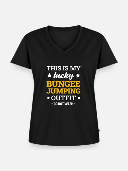 Bungee Jumping - Frauen Premium Bio T-Shirt mit V-Ausschnitt - Schwarz