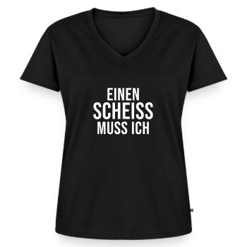 Einen Scheiss muss ich - Frauen Premium Bio T-Shirt mit V-Ausschnitt - Schwarz - Vorne - AI Model Female 172 light (172cm)