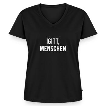 Igitt Menschen - Frauen Premium Bio T-Shirt mit V-Ausschnitt - Schwarz - Vorne - AI Model Female 172 light (172cm)