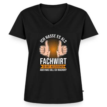 Ich hasse es als Fachwirt so gut auszusehen - Frauen Premium Bio T-Shirt mit V-Ausschnitt - Schwarz - Vorne - AI Model Female 172 light (172cm)