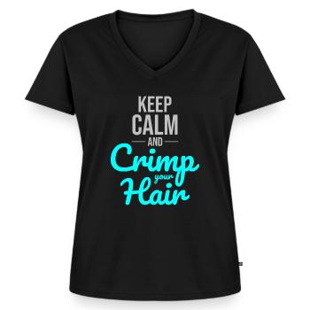 Crimp Your Hair: Embrace '80s Nostalgia and Style - Women's Premium Organic V-neck T-shirt - black - Front - AI Model Female 172 light (172cm)