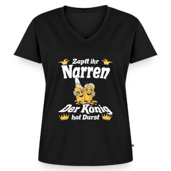 Schützenfest Zapt ihr Narren der König hat Durst - Frauen Premium Bio T-Shirt mit V-Ausschnitt - Schwarz - Vorne - AI Model Female 172 light (172cm)