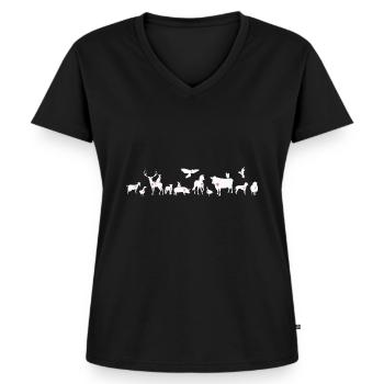 Tiere für alle Tierliebhaber - Frauen Premium Bio T-Shirt mit V-Ausschnitt - Schwarz - Vorne - AI Model Female 172 light (172cm)