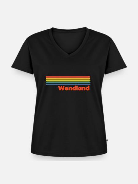 wendland Regenbogen - Frauen Premium Bio T-Shirt mit V-Ausschnitt - Schwarz