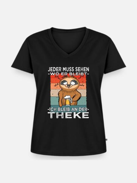 Biertrinker - Männerabend - Saufen - Frauen Premium Bio T-Shirt mit V-Ausschnitt - Schwarz