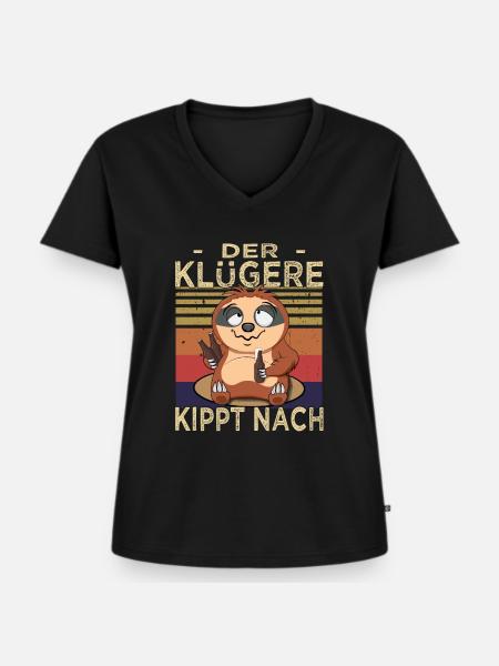 Biertrinker - Männerabend - Saufen - Frauen Premium Bio T-Shirt mit V-Ausschnitt - Schwarz