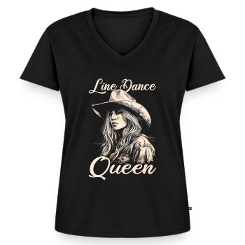 Line Dance | Country Music Line Dancing - Frauen Premium Bio T-Shirt mit V-Ausschnitt - Schwarz - Vorne - AI Model Female 172 light (172cm)