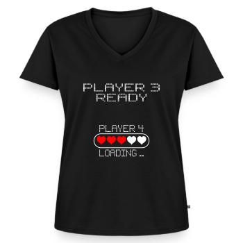 Announce Pregnancy Baby Player 4 Loading - Women's Premium Organic V-neck T-shirt - black - Front - AI Model Female 172 light (172cm)