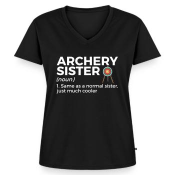 Bogenschießen Bogenschütze - Frauen Premium Bio T-Shirt mit V-Ausschnitt - Schwarz - Vorne - AI Model Female 172 light (172cm)