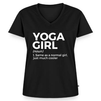 Yoga - Frauen Premium Bio T-Shirt mit V-Ausschnitt - Schwarz - Vorne - AI Model Female 172 light (172cm)