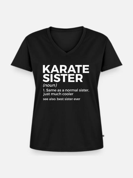 Karate - Frauen Premium Bio T-Shirt mit V-Ausschnitt - Schwarz