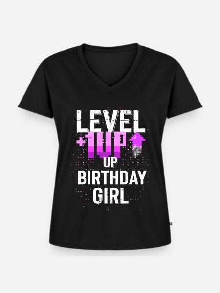 Joyeux anniversaire, Gamer Girl: Bold Pixel Fun Gift - T-shirt encolure en V Premium bio Femme - noir