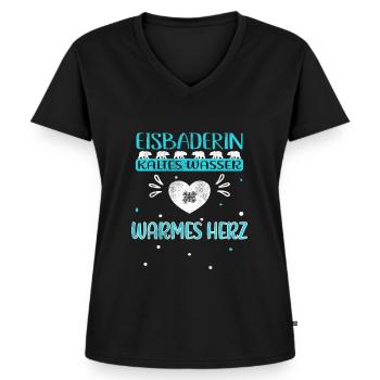 Eisbaderin Schwimmerin Kältebad Eisbaden Winterbad - Frauen Premium Bio T-Shirt mit V-Ausschnitt - Schwarz - Vorne - AI Model Female 172 light (172cm)