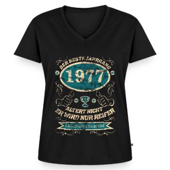 1977 der bester Jahrgang Design - Frauen Premium Bio T-Shirt mit V-Ausschnitt - Schwarz - Vorne - AI Model Female 172 light (172cm)