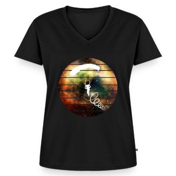 Nice Skydiving Shirt For Skydivers Flying T-shirt - Frauen Premium Bio T-Shirt mit V-Ausschnitt - Schwarz - Vorne - AI Model Female 172 light (172cm)