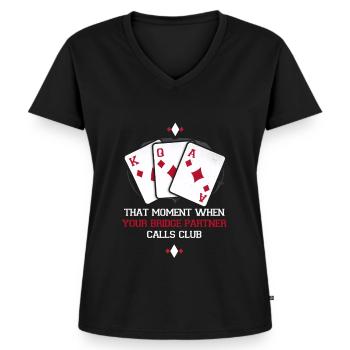 Bridge Players Bridge Partner Calls Club - T-shirt encolure en V Premium bio Femme - noir - Devant - AI Model Female 172 light (172cm)