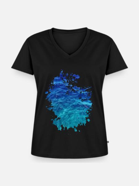 Wasser - Frauen Premium Bio T-Shirt mit V-Ausschnitt - Schwarz