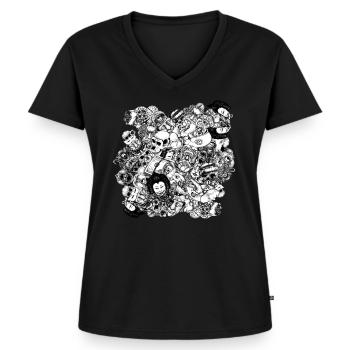 Men and Mutants bw - Women's Premium Organic V-neck T-shirt - black - Front - AI Model Female 172 light (172cm)