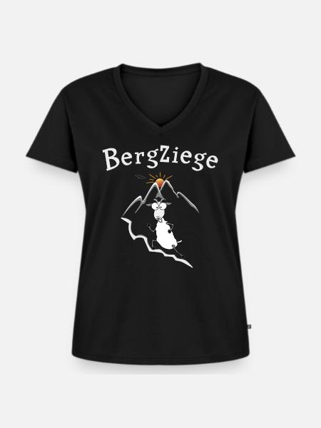 Bergziege Laufen - Frauen Premium Bio T-Shirt mit V-Ausschnitt - Schwarz