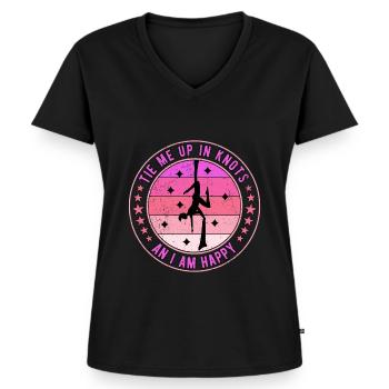Verticale doek Acrobatiek Aerial Silk Bind Me Up - Vrouwen Premium Bio T-shirt met V-hals - zwart - Voor - AI Model Female 172 light (172cm)