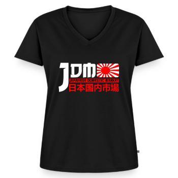JDM Marché intérieur japonais Automobile - T-shirt encolure en V Premium bio Femme - noir - Devant - AI Model Female 172 light (172cm)