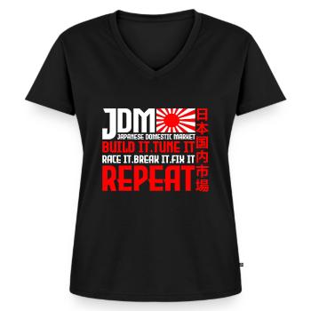 JDM Motorsport Auto Tuning Automobile - T-shirt encolure en V Premium bio Femme - noir - Devant - AI Model Female 172 light (172cm)