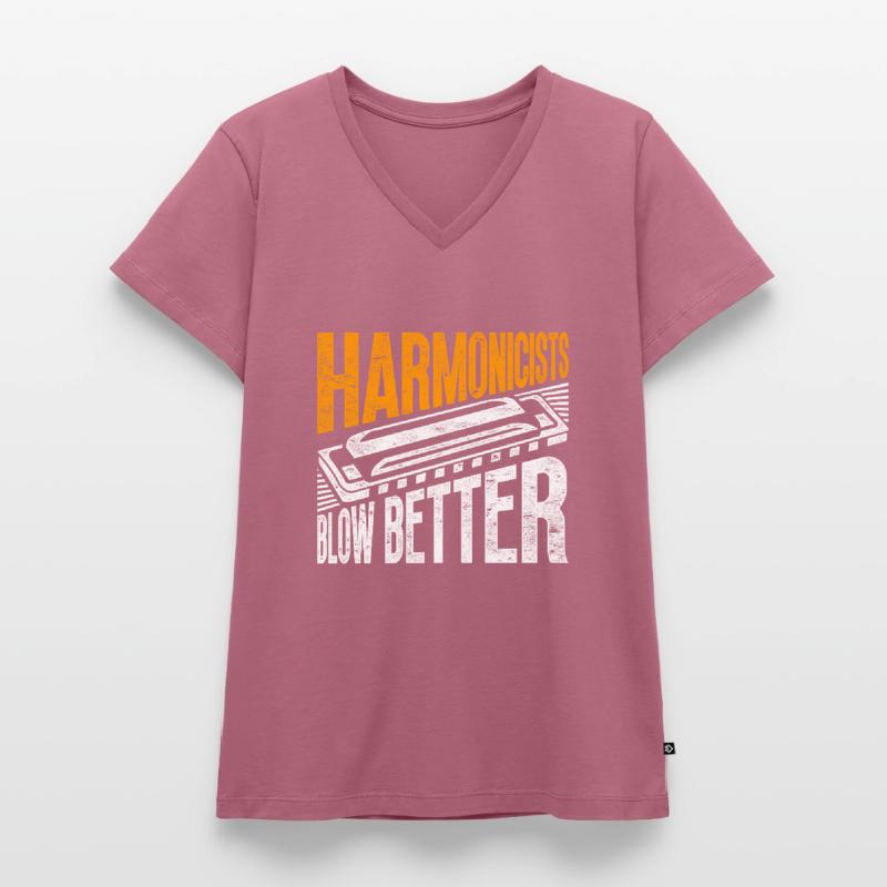 Harmonica harmonica player Women's Premium Organic V-neck T-shirt