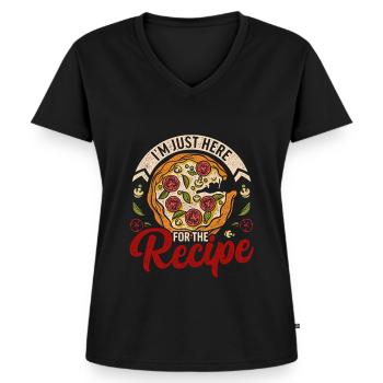 Pizzabäcker Pizzarezept - Frauen Premium Bio T-Shirt mit V-Ausschnitt - Schwarz - Vorne - AI Model Female 172 light (172cm)
