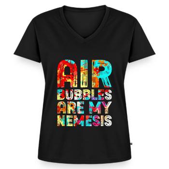Peinture fluide Peinture liquide Art d’artiste - T-shirt encolure en V Premium bio Femme - noir - Devant - AI Model Female 172 light (172cm)