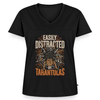 Tarantula Easily Distracted By Tarantulas - Women's Premium Organic V-neck T-shirt - black - Front - AI Model Female 172 light (172cm)