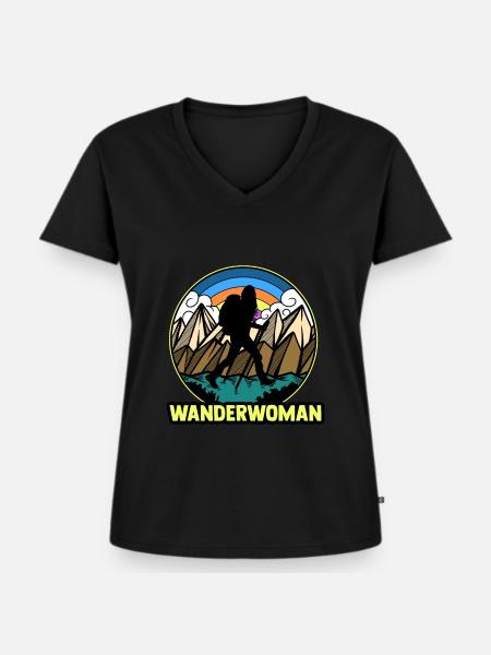 Wanderin - Frauen Premium Bio T-Shirt mit V-Ausschnitt - Schwarz