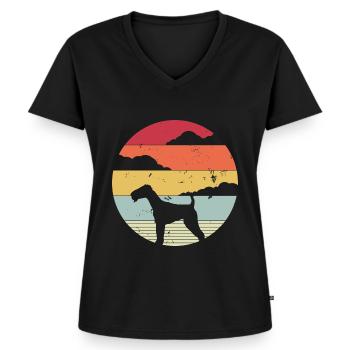 Airedale Terrier Design - Airedale Terrier Geschen - Frauen Premium Bio T-Shirt mit V-Ausschnitt - Schwarz - Vorne - AI Model Female 172 light (172cm)