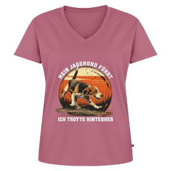 Jäger Geschenk Jagdschein Bestanden Lustiger - Frauen Premium Bio T-Shirt mit V-Ausschnitt - Mauve - Vorne - AI Model Female 172 dark (172cm)
