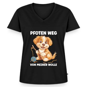 Lustiger Spruch Häkeln Stricken Wolle Nähen - Frauen Premium Bio T-Shirt mit V-Ausschnitt - Schwarz - Vorne - AI Model Female 172 light (172cm)