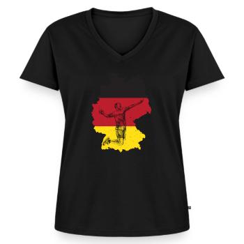 Handball Deutschland Fan - Frauen Premium Bio T-Shirt mit V-Ausschnitt - Schwarz - Vorne - AI Model Female 172 light (172cm)