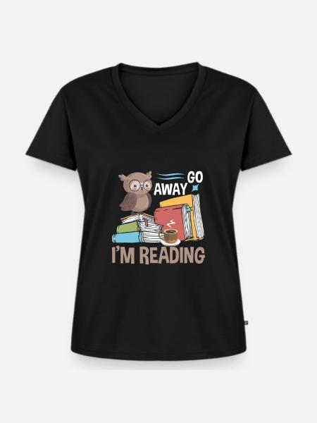 Leseratte I'm Reading - Frauen Premium Bio T-Shirt mit V-Ausschnitt - Schwarz