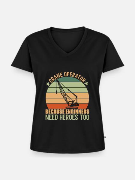 Crane Operator Kranführer - Frauen Premium Bio T-Shirt mit V-Ausschnitt - Schwarz