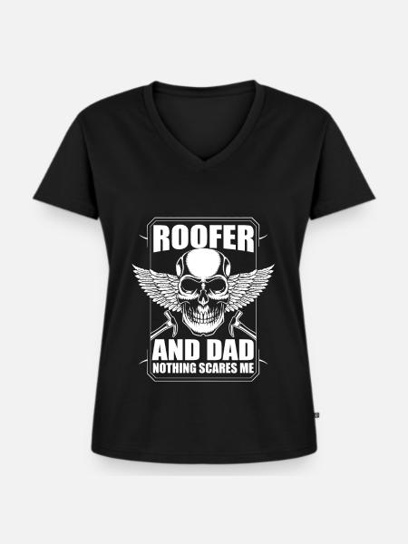 Dachdecker Und Vater - Frauen Premium Bio T-Shirt mit V-Ausschnitt - Schwarz