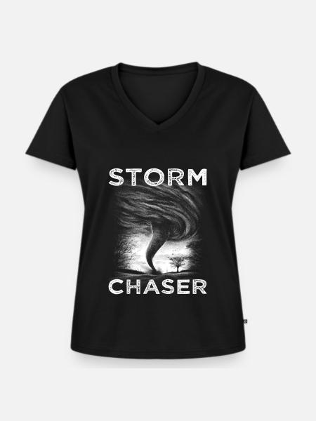 Storm Chaser. - Frauen Premium Bio T-Shirt mit V-Ausschnitt - Schwarz