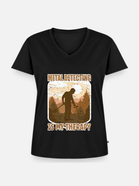 Metal Detecting Sondeln - Frauen Premium Bio T-Shirt mit V-Ausschnitt - Schwarz