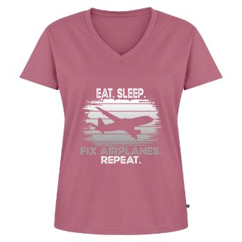 Mechanic Fix Airplanes - Women's Premium Organic V-neck T-shirt - mauve - Front - AI Model Female 172 dark (172cm)