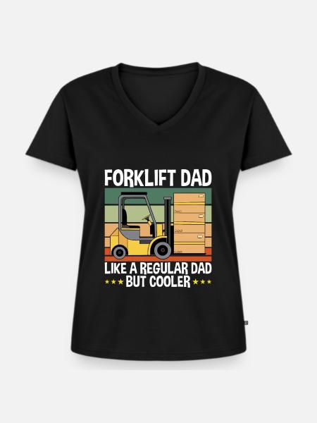 Gabelstaplerfahrer und Vater - Frauen Premium Bio T-Shirt mit V-Ausschnitt - Schwarz