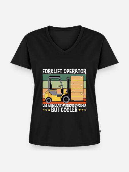 Forklift Operator Gabelstaplerfahrer - Frauen Premium Bio T-Shirt mit V-Ausschnitt - Schwarz