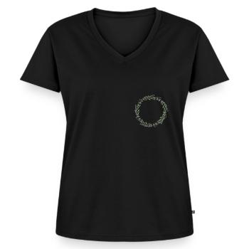 Lavendel I Team Braut Blumenkranz Hochzeit Boho - Frauen Premium Bio T-Shirt mit V-Ausschnitt - Schwarz - Vorne - AI Model Female 172 light (172cm)