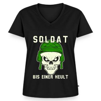 Feldjäger Soldat Panzergrenadier - Frauen Premium Bio T-Shirt mit V-Ausschnitt - Schwarz - Vorne - AI Model Female 172 light (172cm)