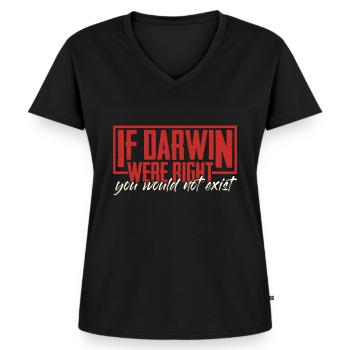 Sarcasme Darwinisme avec ironie - T-shirt encolure en V Premium bio Femme - noir - Devant - AI Model Female 172 light (172cm)