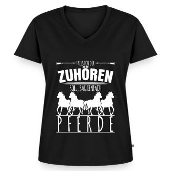 Reiten Reiter Pferde Pferd - Frauen Premium Bio T-Shirt mit V-Ausschnitt - Schwarz - Vorne - AI Model Female 172 light (172cm)
