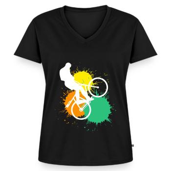 Radball - Frauen Premium Bio T-Shirt mit V-Ausschnitt - Schwarz - Vorne - AI Model Female 172 light (172cm)