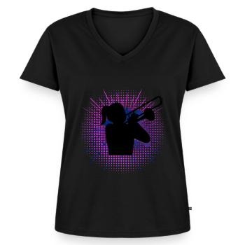 Trombone Music Trombonist Trombones - Women's Premium Organic V-neck T-shirt - black - Front - AI Model Female 172 light (172cm)