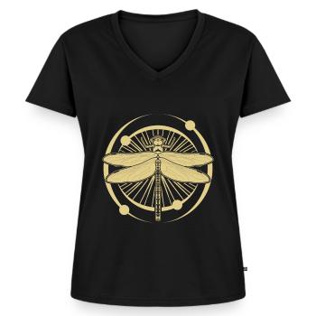 Libellen Okkulte Insekten Libelle - Frauen Premium Bio T-Shirt mit V-Ausschnitt - Schwarz - Vorne - AI Model Female 172 light (172cm)
